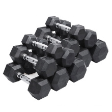 Wholesale OEM Low Price Cast Iron Fitness Rubber Gym Free Weight Dumbbell Hex Dumbell Set
